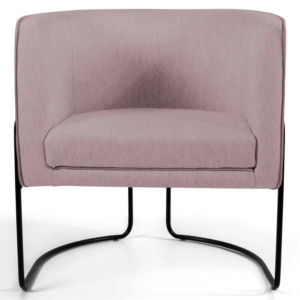 Kit 2 Poltronas Decorativas Base Aço Betina C-305 Veludo Rosê - Domi