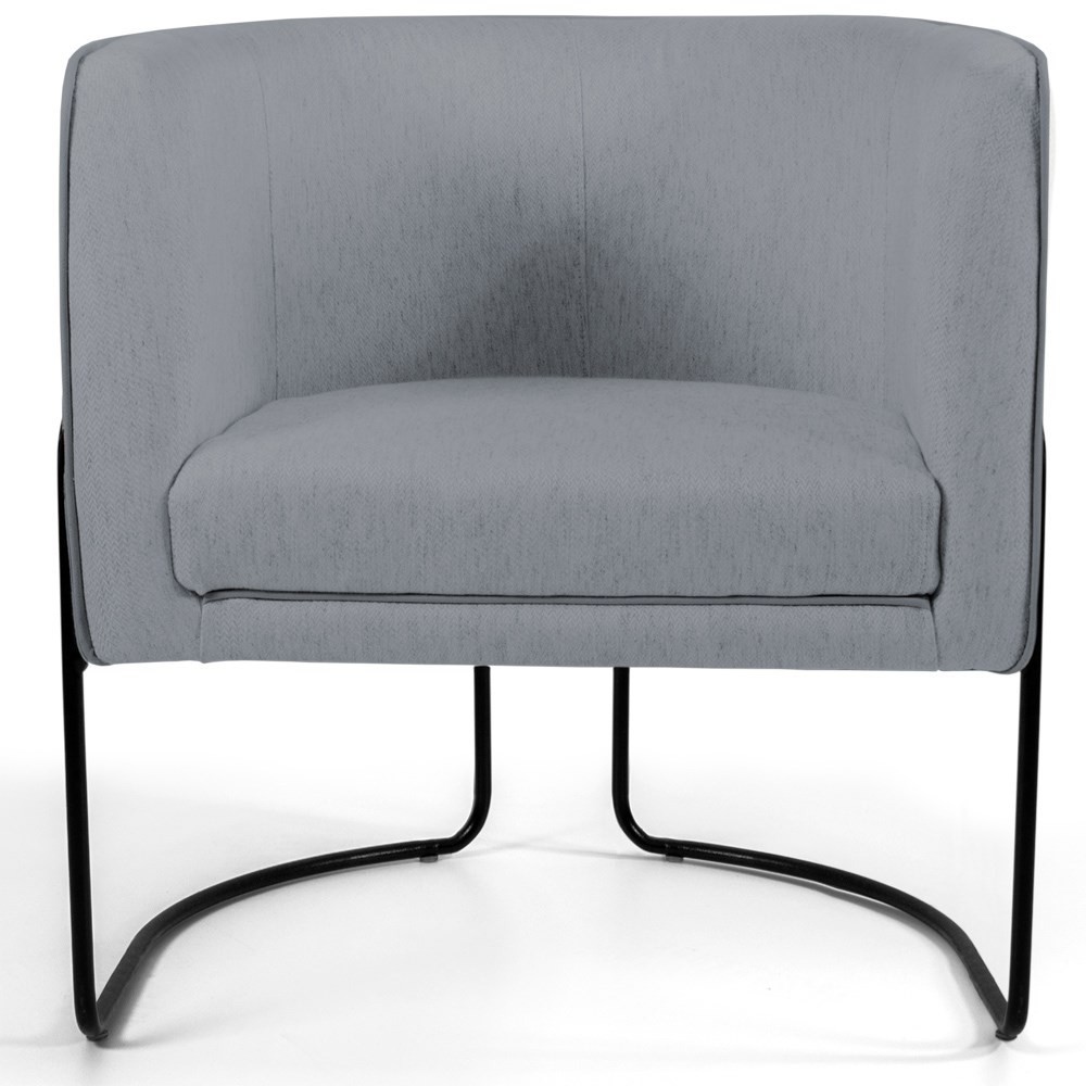 Kit 2 Poltronas Decorativas Base Aço Betina C-416 Linho Cinza Escuro - Domi