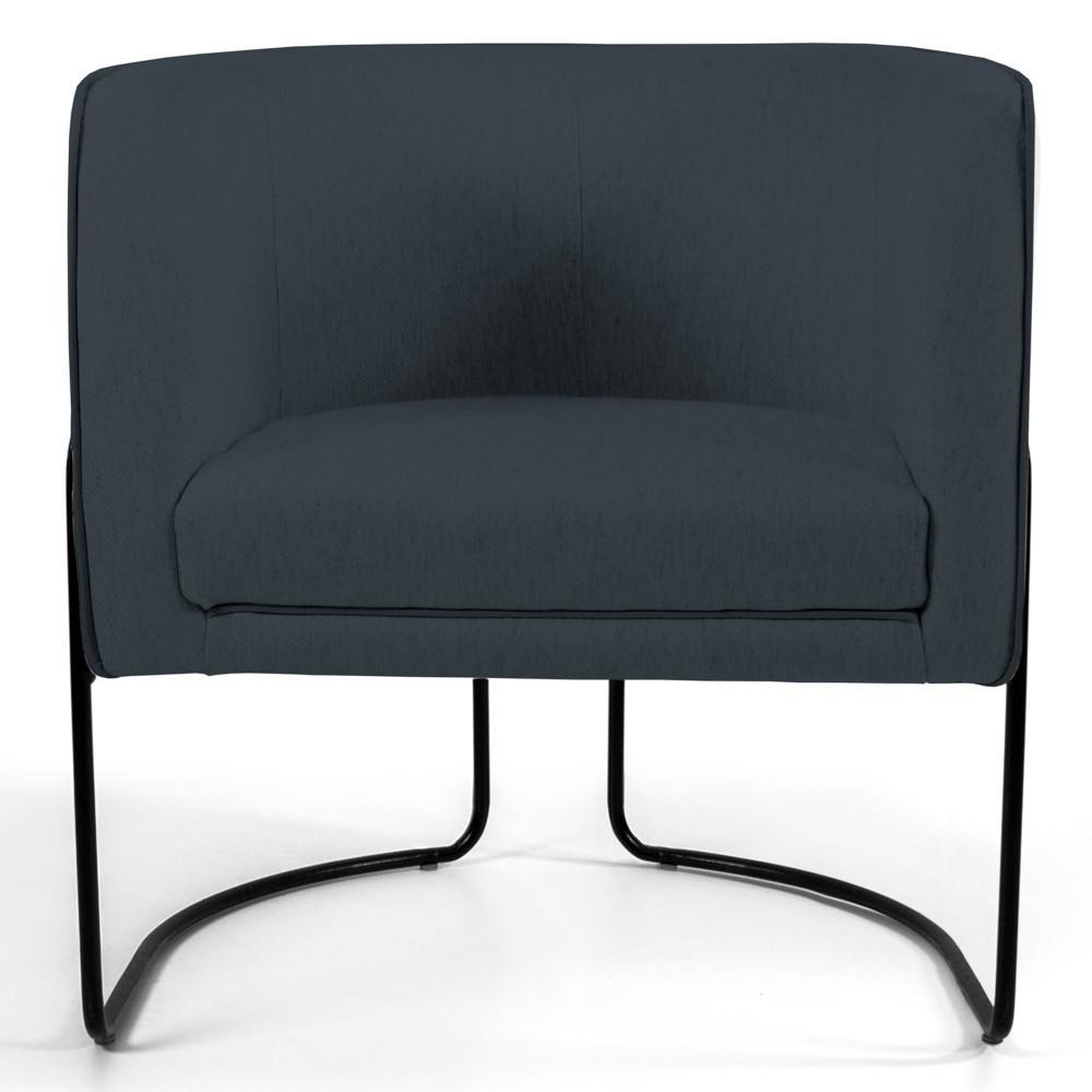 Kit 2 Poltronas Decorativas Base Aço Betina D-465 Linho Chumbo - Domi