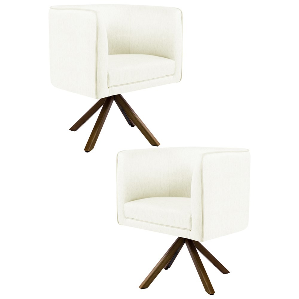 Kit 2 Poltronas Decorativas Base Eiffel Rose Gold Betina C-34 Corano Marrom - Domi