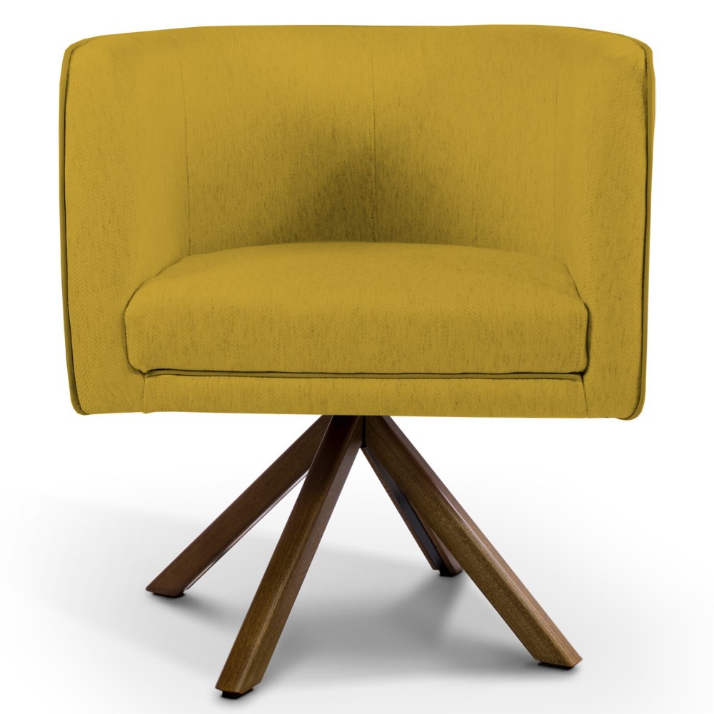 Kit 2 Poltronas Decorativas Base Giromad Madeira Betina B-279 Veludo Mostarda - Domi