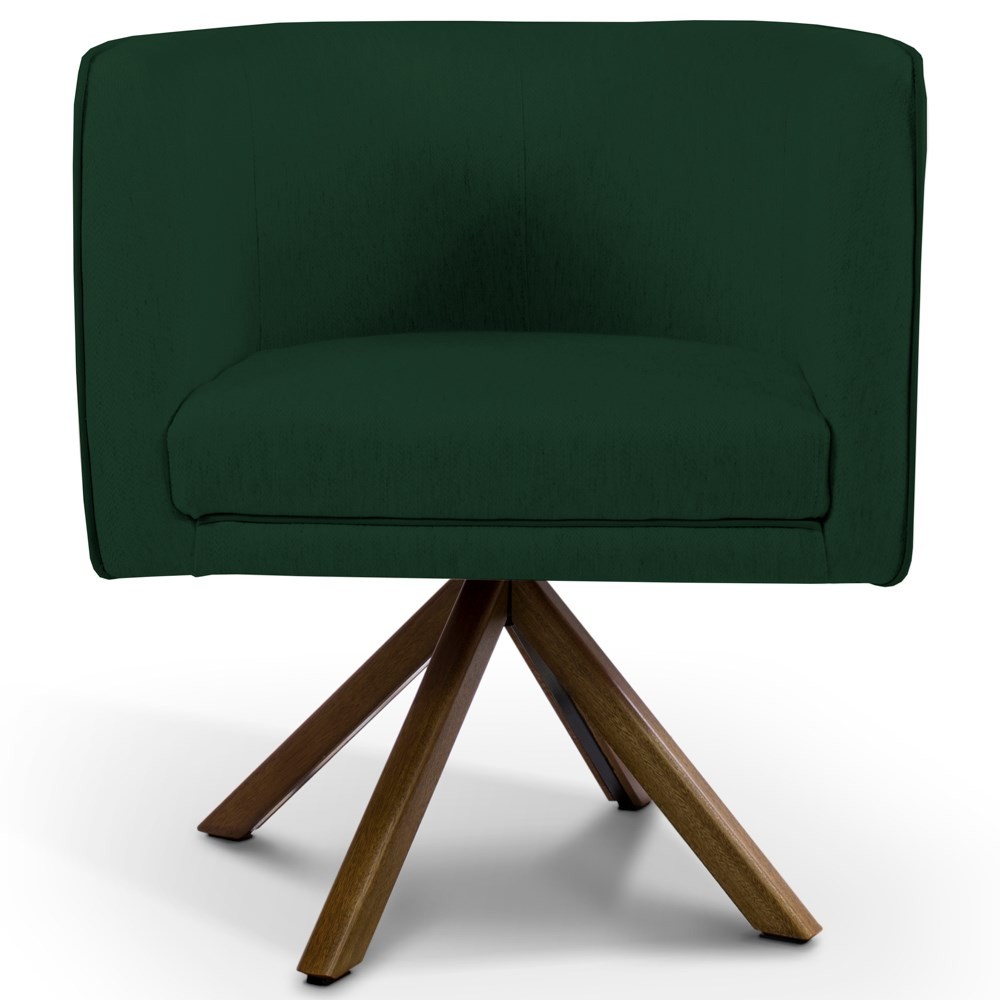 Kit 2 Poltronas Decorativas Base Giromad Madeira Betina B-303 Veludo Verde Musgo - Domi