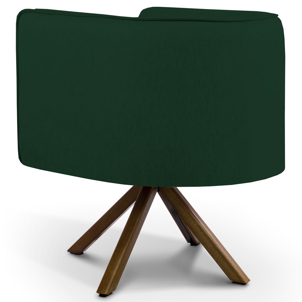 Kit 2 Poltronas Decorativas Base Giromad Madeira Betina B-303 Veludo Verde Musgo - Domi