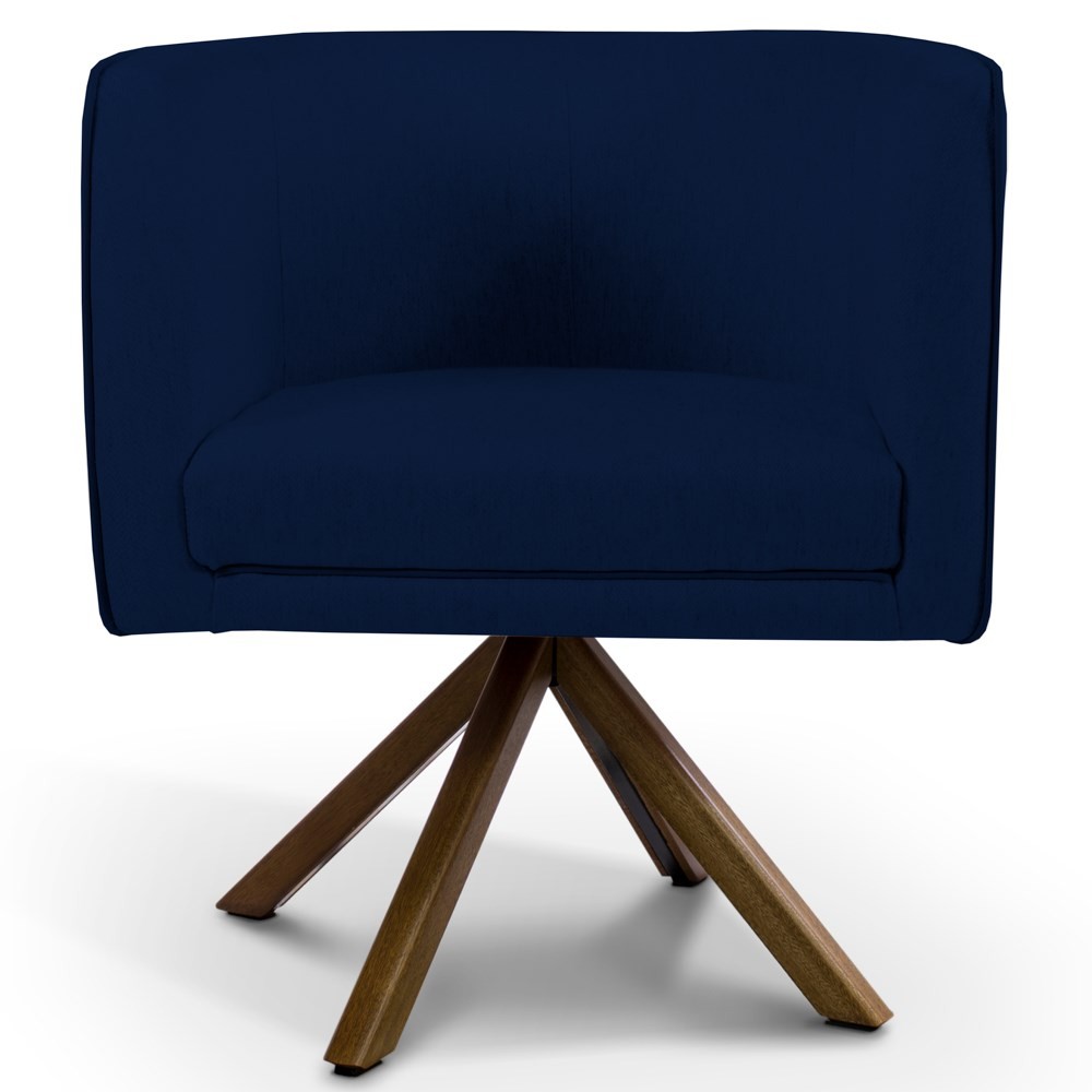 Kit 2 Poltronas Decorativas Base Giromad Madeira Betina B-304 Veludo Azul Marinho - Domi