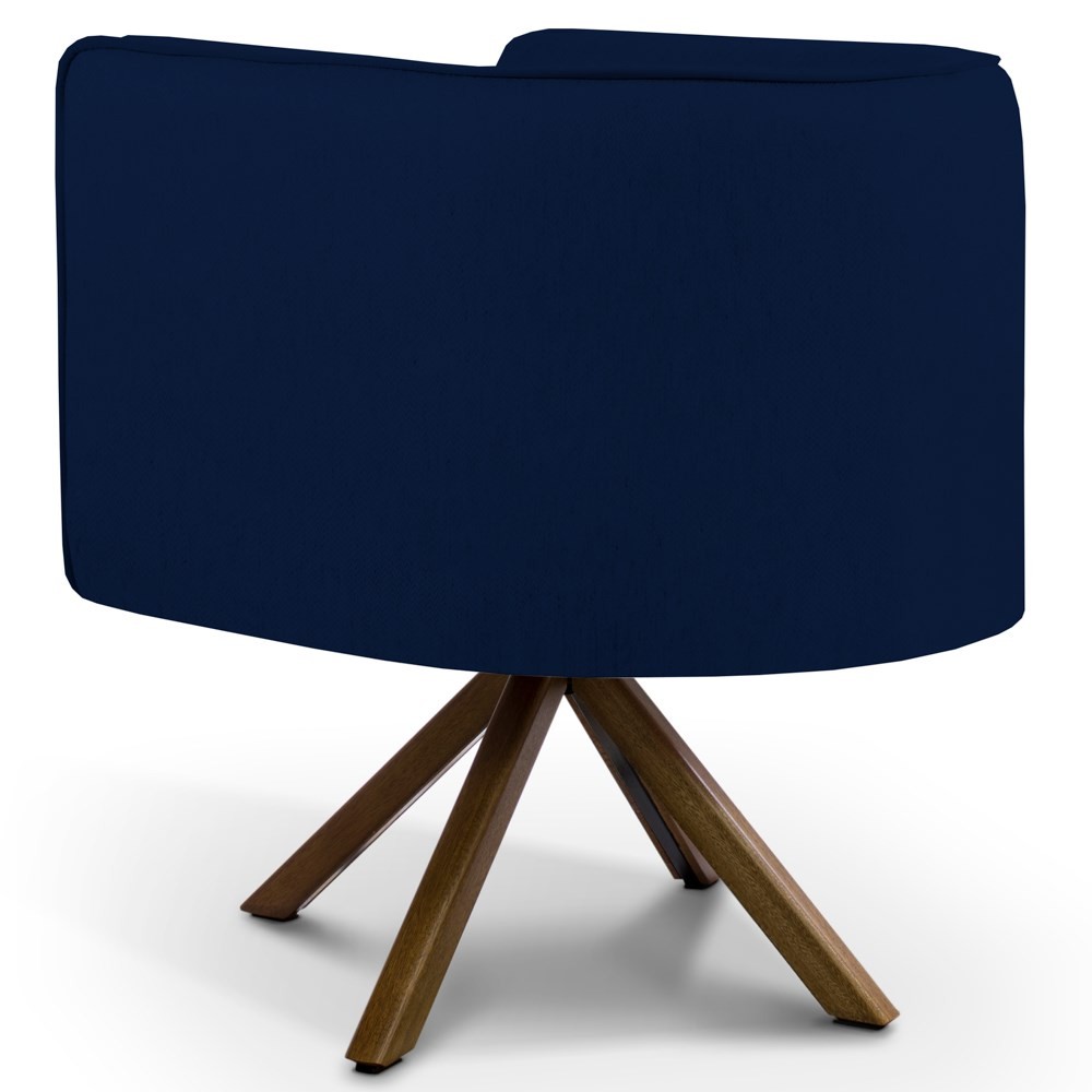 Kit 2 Poltronas Decorativas Base Giromad Madeira Betina B-304 Veludo Azul Marinho - Domi