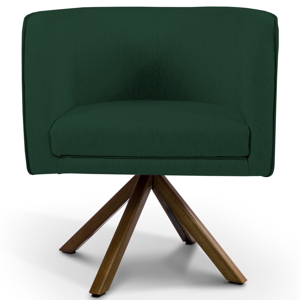 Kit 2 Poltronas Decorativas Base Giromad Madeira Betina C-117 Linho Verde Musgo - Domi