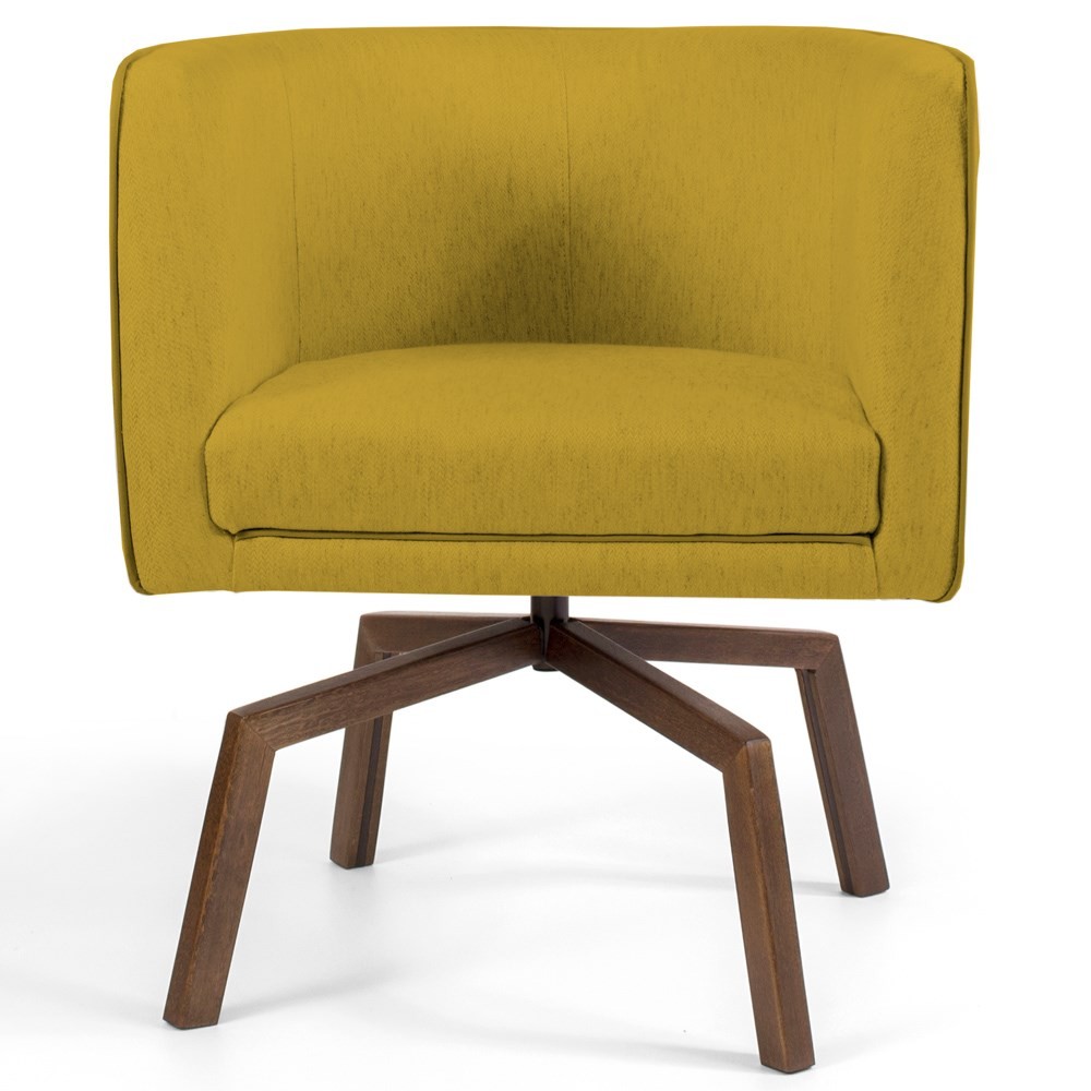 Kit 2 Poltronas Decorativas Base Ka Madeira Betina B-279 Veludo Mostarda - Domi