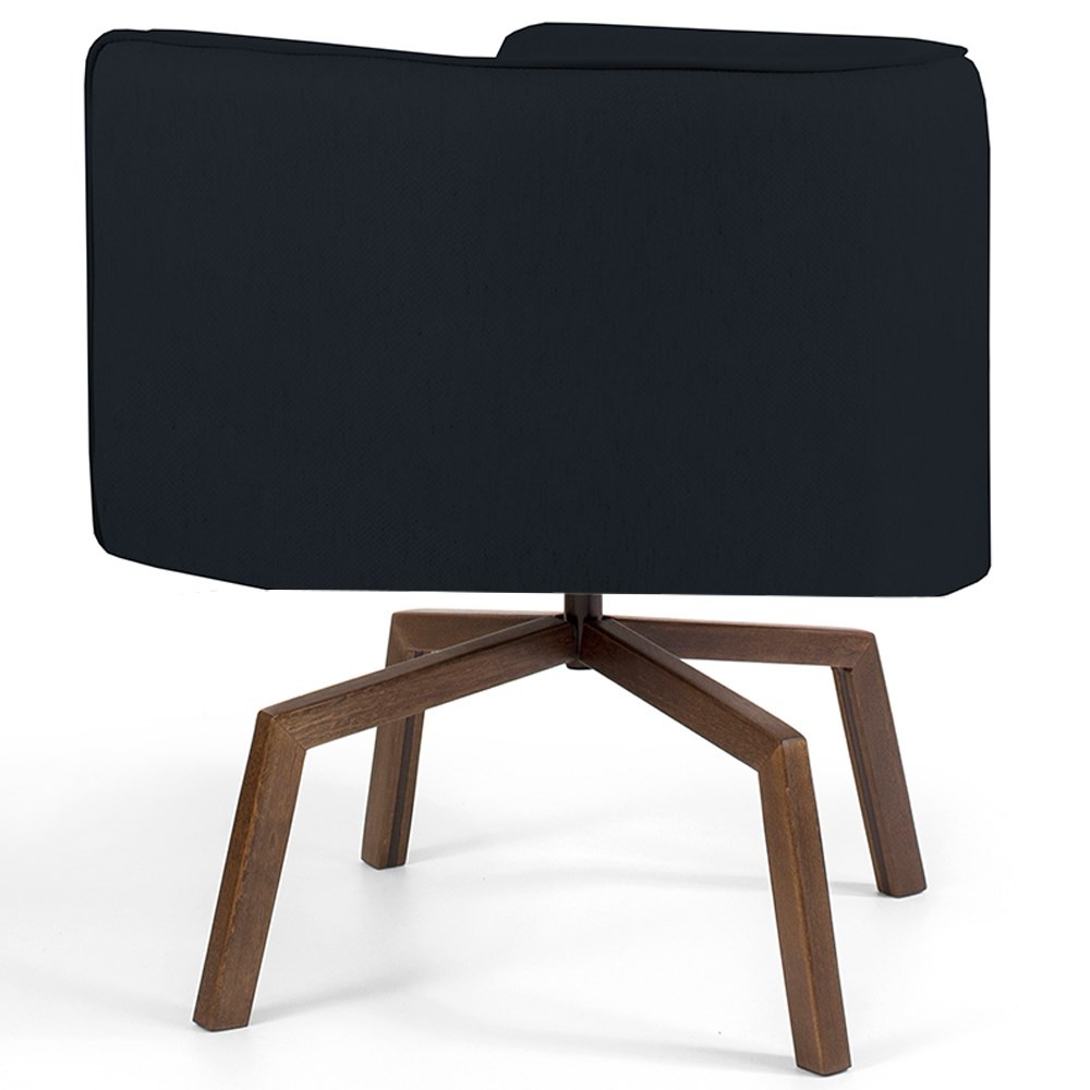 Kit 2 Poltronas Decorativas Base Ka Madeira Betina B-300 Veludo Preto - Domi