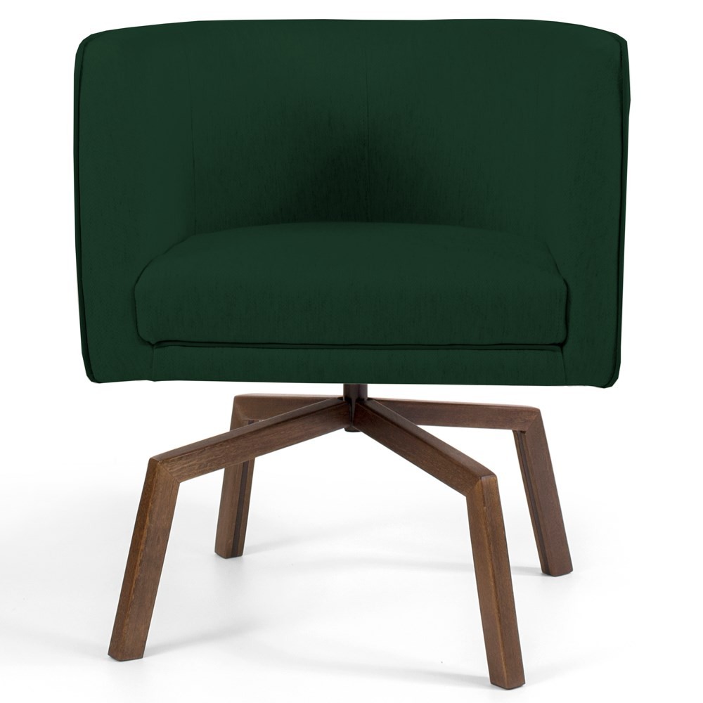 Kit 2 Poltronas Decorativas Base Ka Madeira Betina B-303 Veludo Verde Musgo - Domi