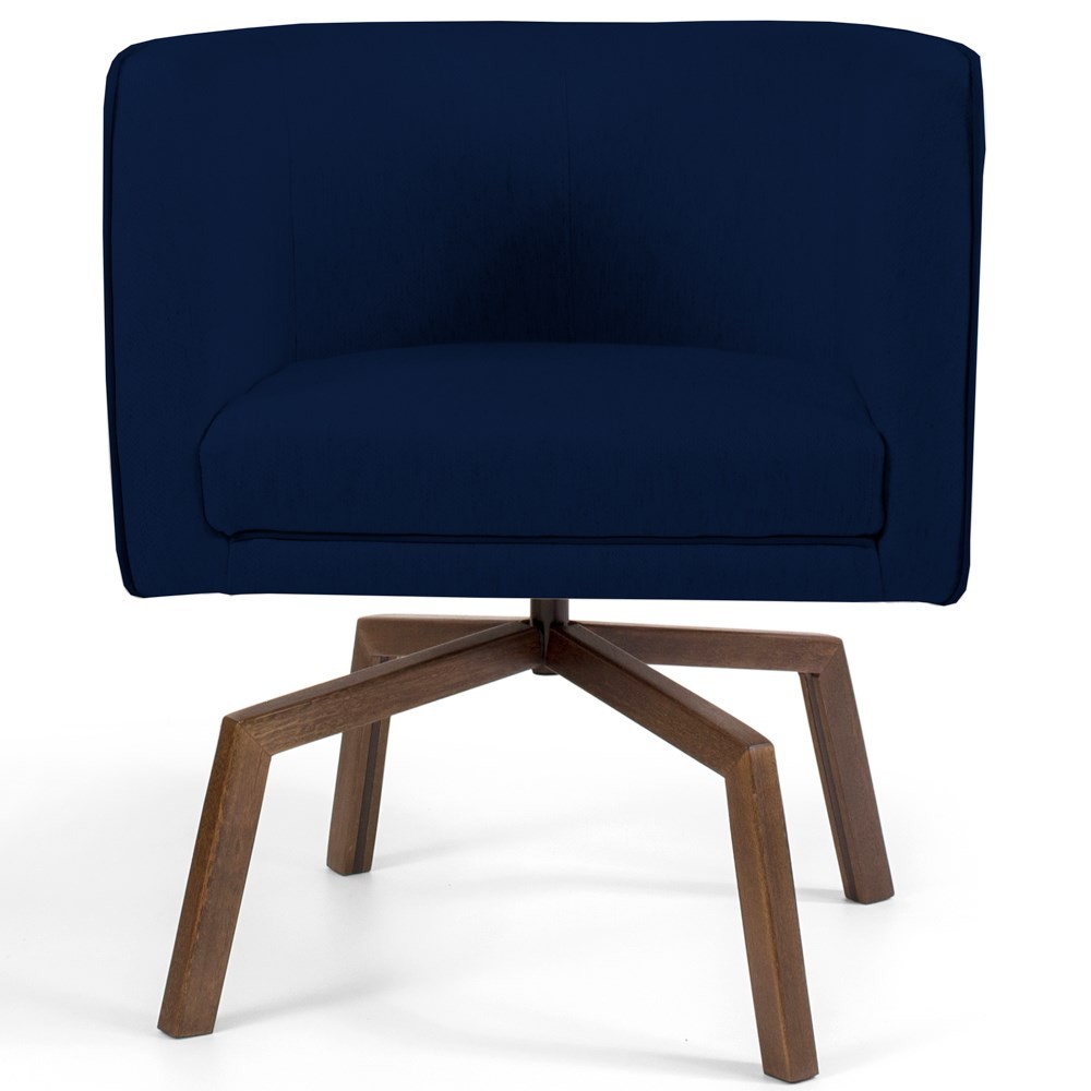 Kit 2 Poltronas Decorativas Base Ka Madeira Betina B-304 Veludo Azul Marinho - Domi