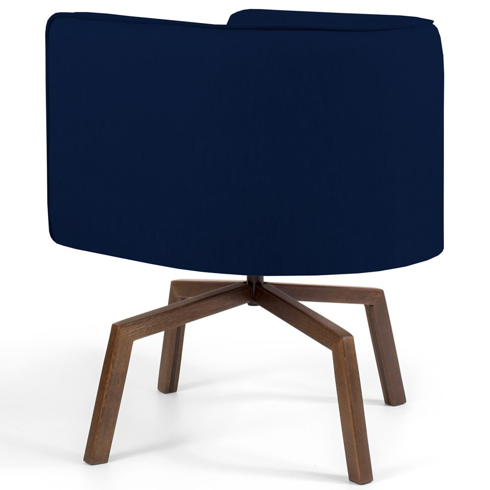 Kit 2 Poltronas Decorativas Base Ka Madeira Betina B-304 Veludo Azul Marinho - Domi
