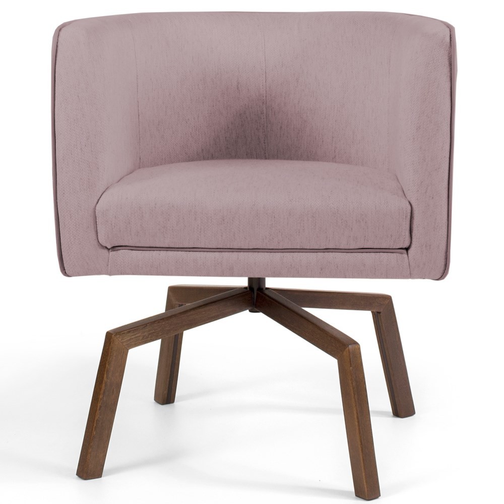 Kit 2 Poltronas Decorativas Base Ka Madeira Betina B-305 Veludo Rosê - Domi