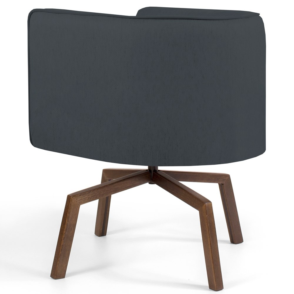 Kit 2 Poltronas Decorativas Base Ka Madeira Betina B-317 Veludo Cinza - Domi