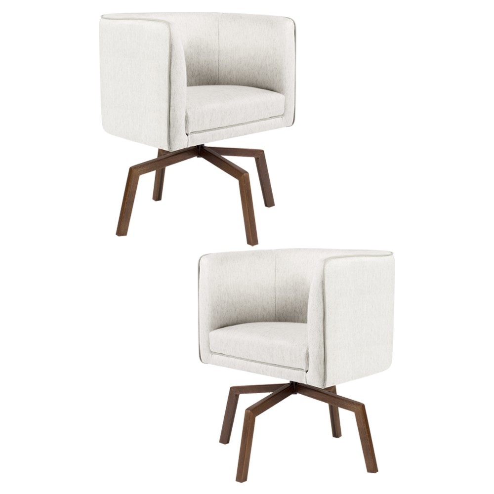 Kit 2 Poltronas Decorativas Base Ka Madeira Betina B-443 Linho Bege - Domi