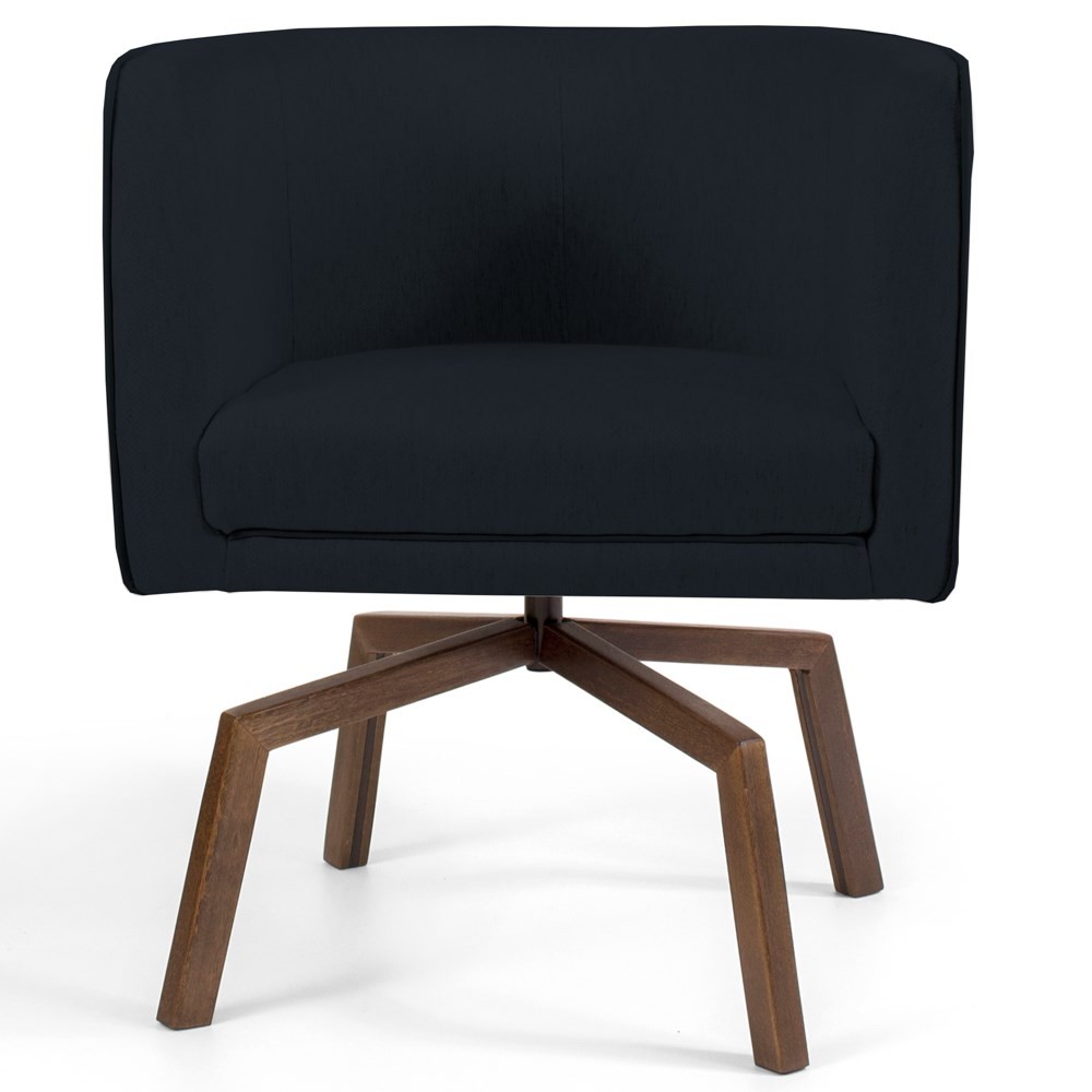 Kit 2 Poltronas Decorativas Base Ka Madeira Betina C-05 Corano Preto - Domi