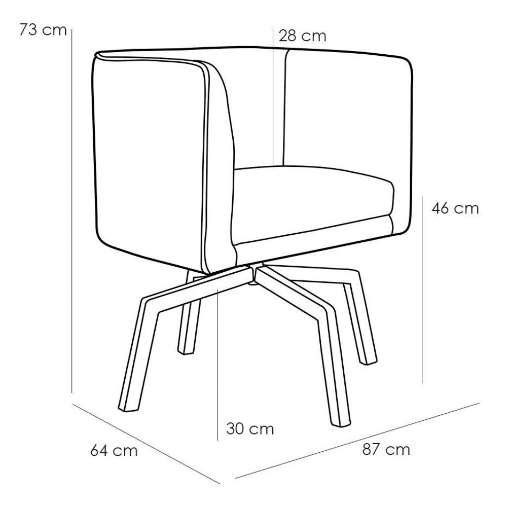 Kit 2 Poltronas Decorativas Base Ka Madeira Betina C-34 Corano Marrom - Domi