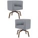 Kit 2 Poltronas Decorativas Base Ka Madeira Betina C-416 Linho Cinza Escuro - Domi