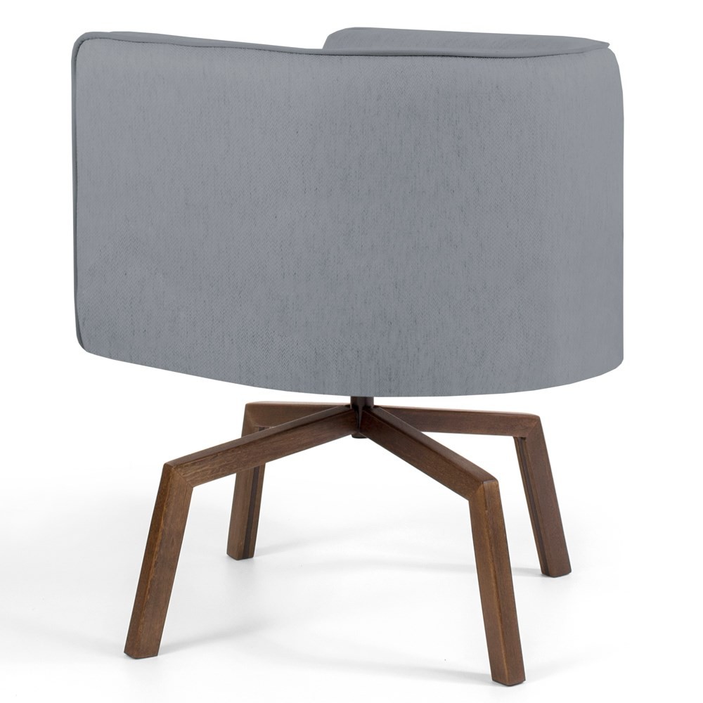 Kit 2 Poltronas Decorativas Base Ka Madeira Betina C-416 Linho Cinza Escuro - Domi