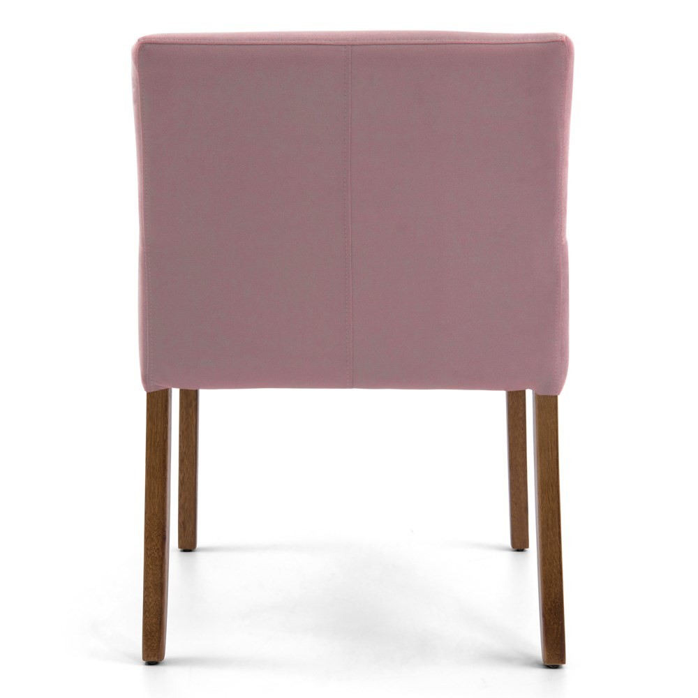 Kit 2 Poltronas Decorativas Base Madeira Angel B-305 Veludo Rosa - Domi