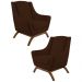 Kit 2 Poltronas Decorativas Base Manu Madeira Juliet B-276 Veludo Marrom Escuro - Domi