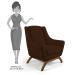 Kit 2 Poltronas Decorativas Base Manu Madeira Juliet B-276 Veludo Marrom Escuro - Domi