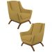 Kit 2 Poltronas Decorativas Base Manu Madeira Juliet B-279 Veludo Amarelo - Domi