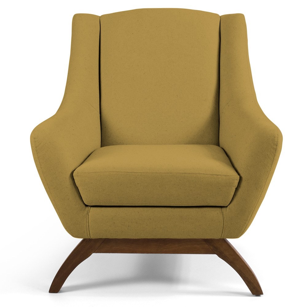 Kit 2 Poltronas Decorativas Base Manu Madeira Juliet B-279 Veludo Amarelo - Domi