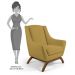 Kit 2 Poltronas Decorativas Base Manu Madeira Juliet B-279 Veludo Amarelo - Domi