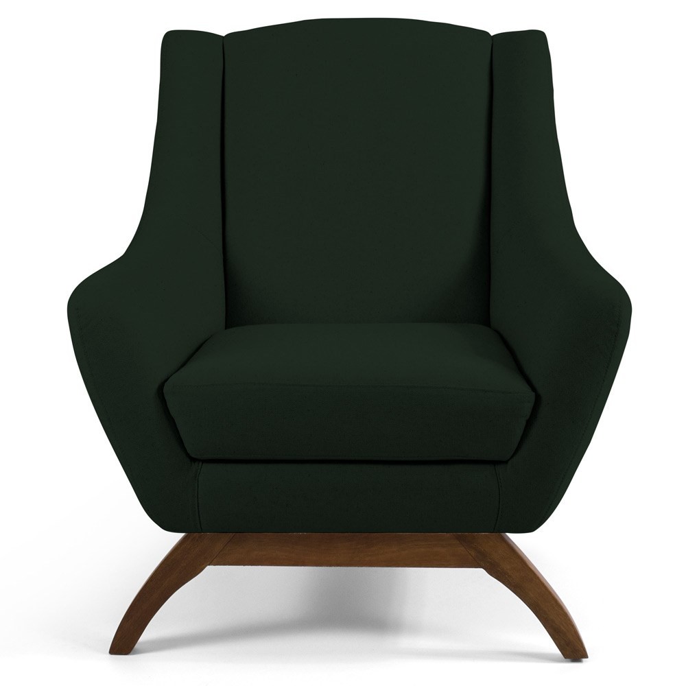 Kit 2 Poltronas Decorativas Base Manu Madeira Juliet B-303 Veludo Verde Musgo - Domi