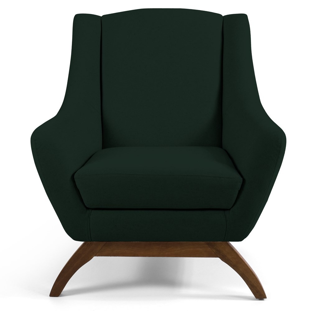 Kit 2 Poltronas Decorativas Base Manu Madeira Juliet C-117 Linho Verde Musgo - Domi