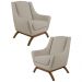Kit 2 Poltronas Decorativas Base Manu Madeira Juliet C-129 Linho Bege - Domi