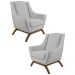 Kit 2 Poltronas Decorativas Base Manu Madeira Juliet C-316 Linho Cinza - Domi