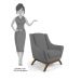 Kit 2 Poltronas Decorativas Base Manu Madeira Juliet C-416 Linho Cinza Escuro - Domi