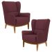 Kit 2 Poltronas Decorativas Base Manu Madeira Milena B-278 Veludo Marsala  - Domi