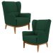 Kit 2 Poltronas Decorativas Base Manu Madeira Milena B-303 Veludo Verde Musgo - Domi