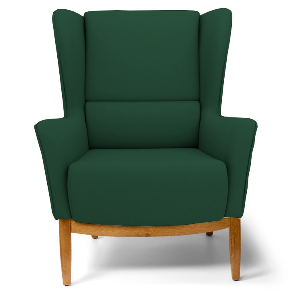 Kit 2 Poltronas Decorativas Base Manu Madeira Milena B-303 Veludo Verde Musgo - Domi