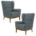 Kit 2 Poltronas Decorativas Base Manu Madeira Milena C-03 Corano Cinza - Domi