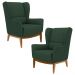 Kit 2 Poltronas Decorativas Base Manu Madeira Milena C-117 Linho Verde - Domi