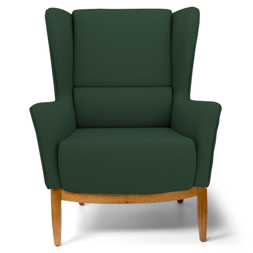 Kit 2 Poltronas Decorativas Base Manu Madeira Milena C-117 Linho Verde - Domi