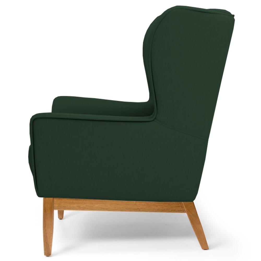 Kit 2 Poltronas Decorativas Base Manu Madeira Milena C-117 Linho Verde - Domi