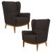 Kit 2 Poltronas Decorativas Base Manu Madeira Milena C-34 Corano Marrom - Domi