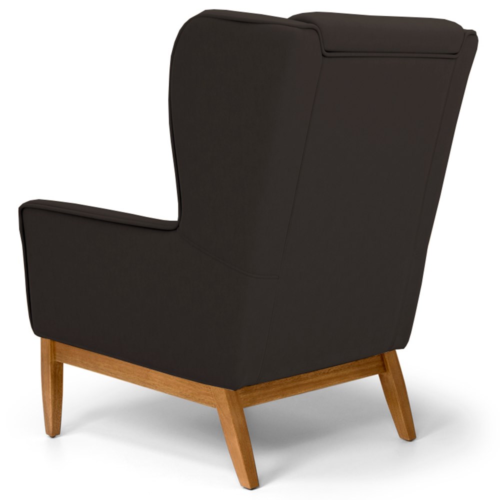 Kit 2 Poltronas Decorativas Base Manu Madeira Milena C-34 Corano Marrom - Domi
