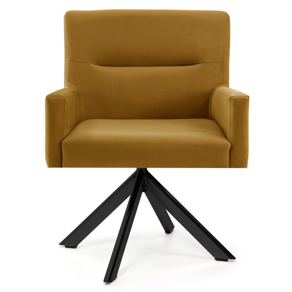 Kit 2 Poltronas Decorativas Giratórias Base Eiffel Mostarda Angel B-260 Veludo Mostarda - Domi