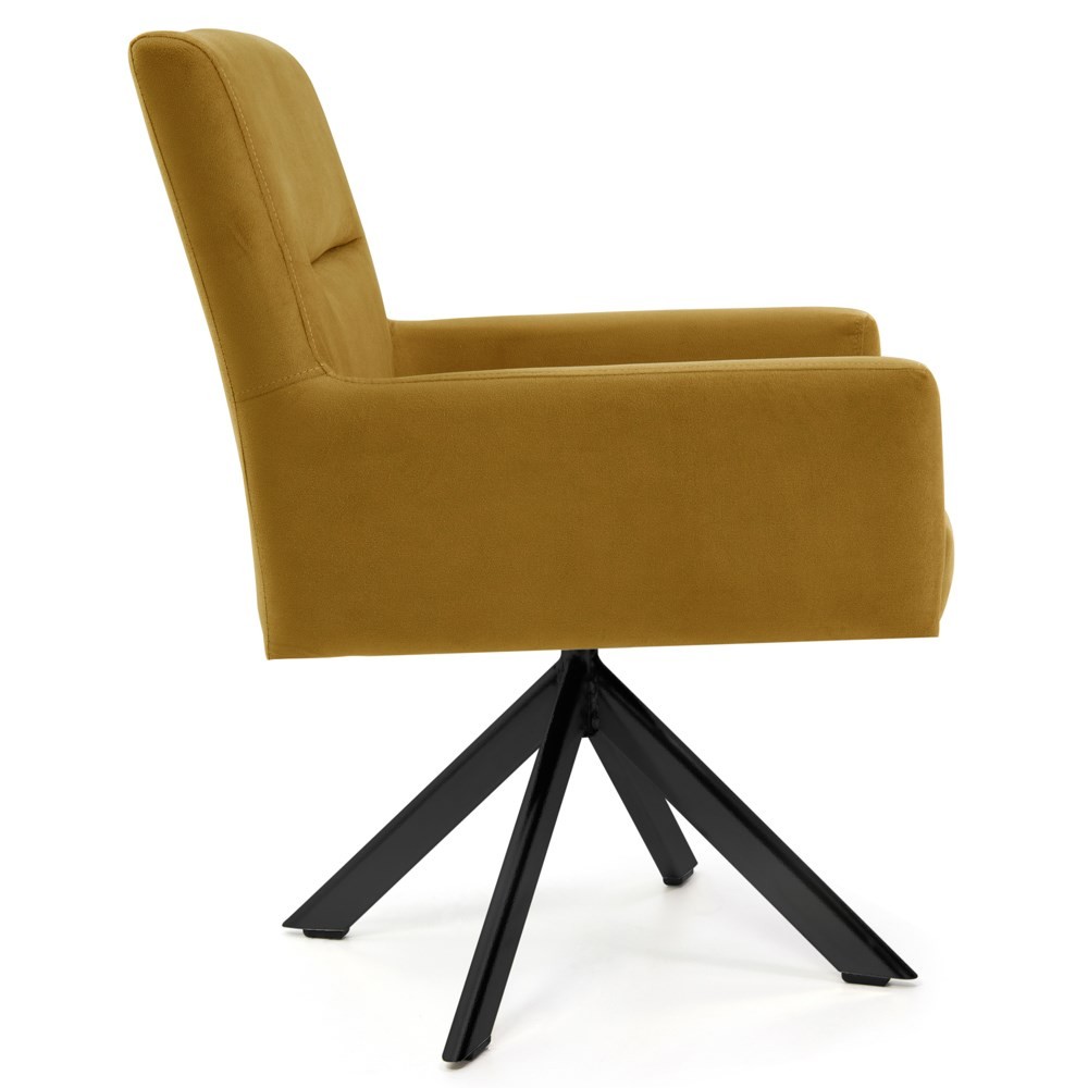 Kit 2 Poltronas Decorativas Giratórias Base Eiffel Mostarda Angel B-260 Veludo Mostarda - Domi