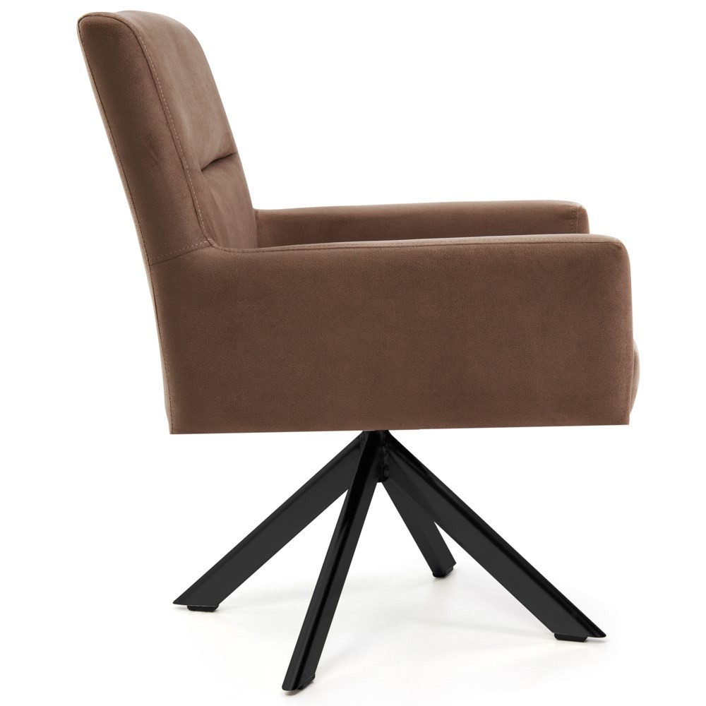Kit 2 Poltronas Decorativas Giratórias Base Eiffel Preto Angel B-276 Veludo Ferrugem - Domi