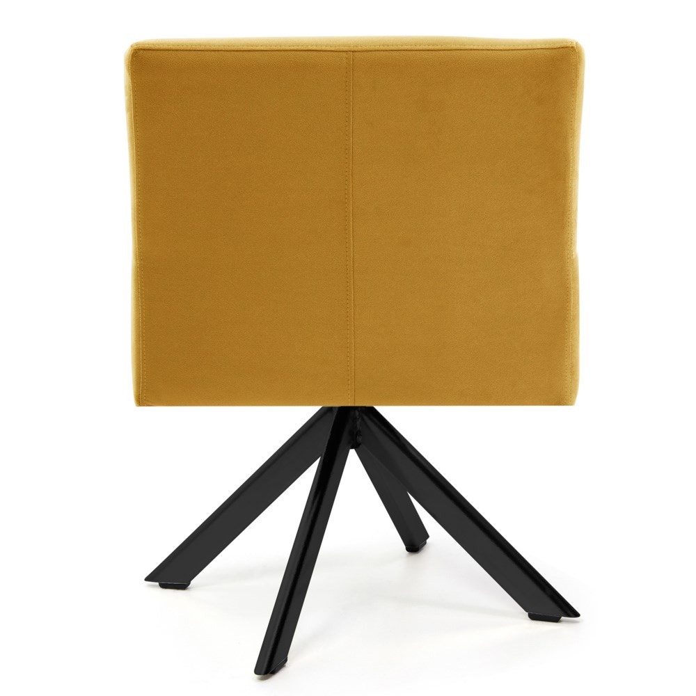 Kit 2 Poltronas Decorativas Giratórias Base Eiffel Preto Angel B-279 Veludo Amarelo- Domi