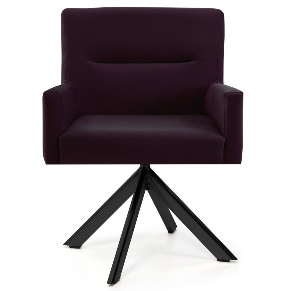 Kit 2 Poltronas Decorativas Giratórias Base Eiffel Preto Angel B-292 Veludo Uva - Domi