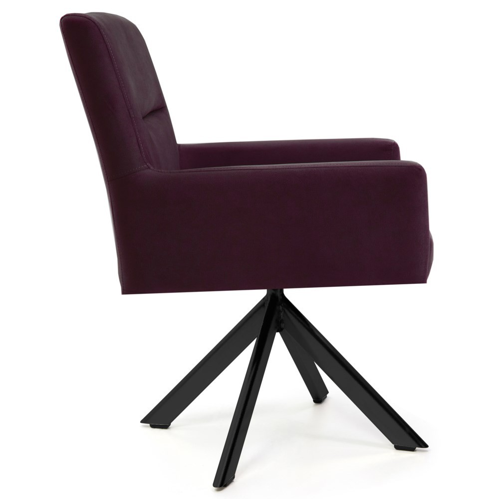 Kit 2 Poltronas Decorativas Giratórias Base Eiffel Preto Angel B-292 Veludo Uva - Domi