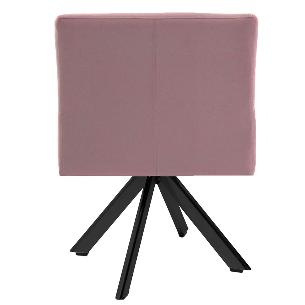 Kit 2 Poltronas Decorativas Giratórias Base Eiffel Preto Angel B-305 Veludo Rosa - Domi