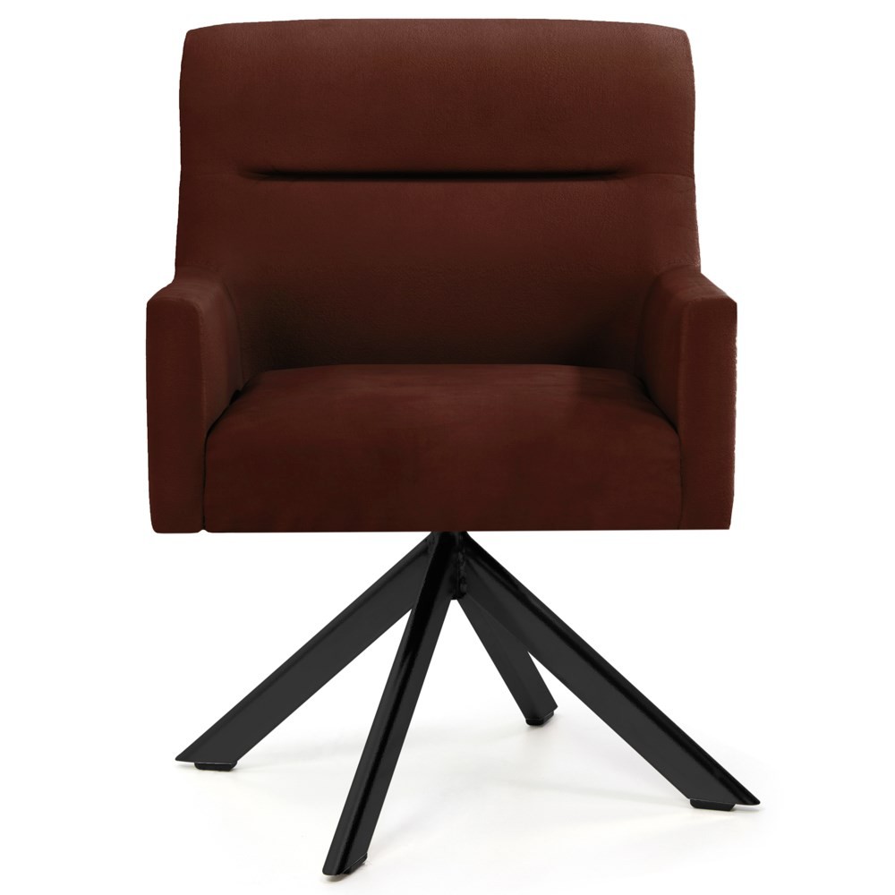 Kit 2 Poltronas Decorativas Giratórias Base Eiffel Preto Angel B-417 Veludo Malbec - Domi